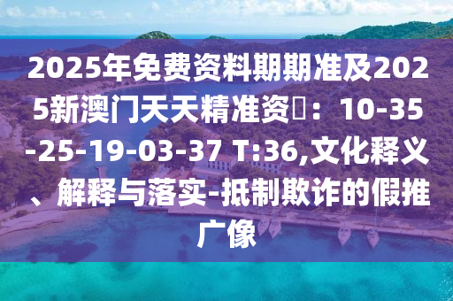 2025年免费资料期期准及2025新澳门天天精准资枓：10-35-25-19-03-37 T:36,文化释义、解释与落实-抵制欺诈的假推广像